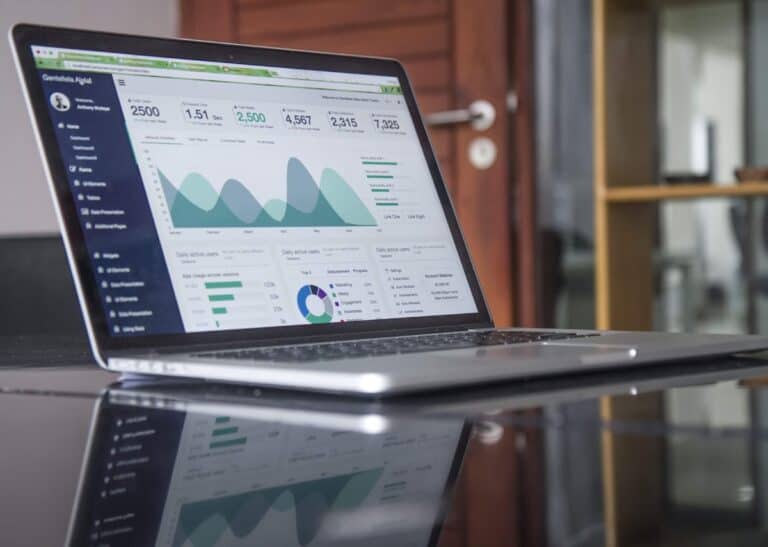 SEO data analytics dashboard on laptop